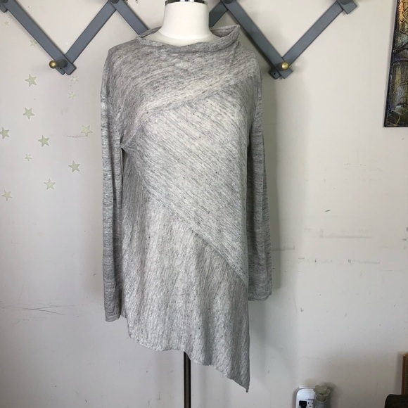 INHABIT asymmetrical grey linen lightweight sweater - Picture 8 of 13